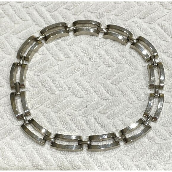 Machine Age Necklace Gate Link Rectangular Chain Attributed to Jakob Bengel